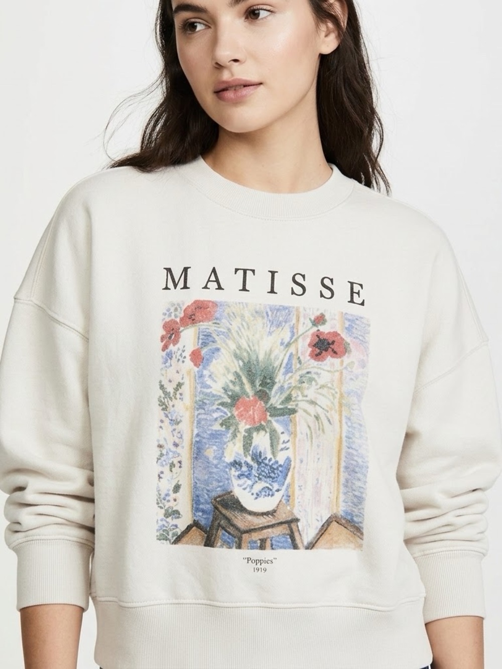Abercrombie & Fitch Matisse Poppies 1919 Graphic Sweatshirt Cream Small/Medium